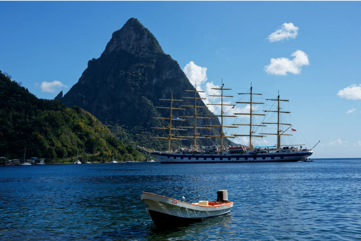 View of Petit Piton from the town of Soufriere